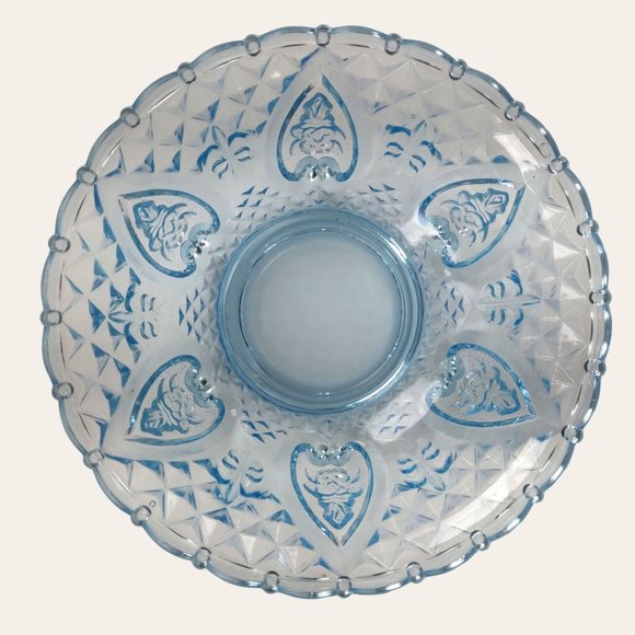 Vintage 1970s PAIR Light Blue Trinket Dish Powder Bowl Nut Candy Lidded Hearts - Picture 11 of 15